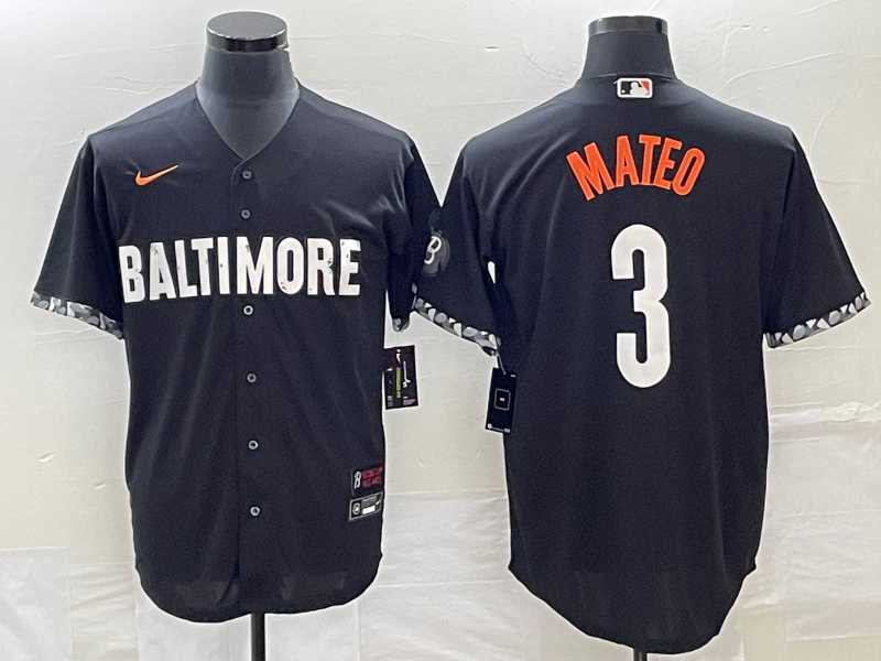 Men%27s Baltimore Orioles #3 Jorge Mateo Black 2023 City Connect Cool Base Stitched Jersey->atlanta braves->MLB Jersey